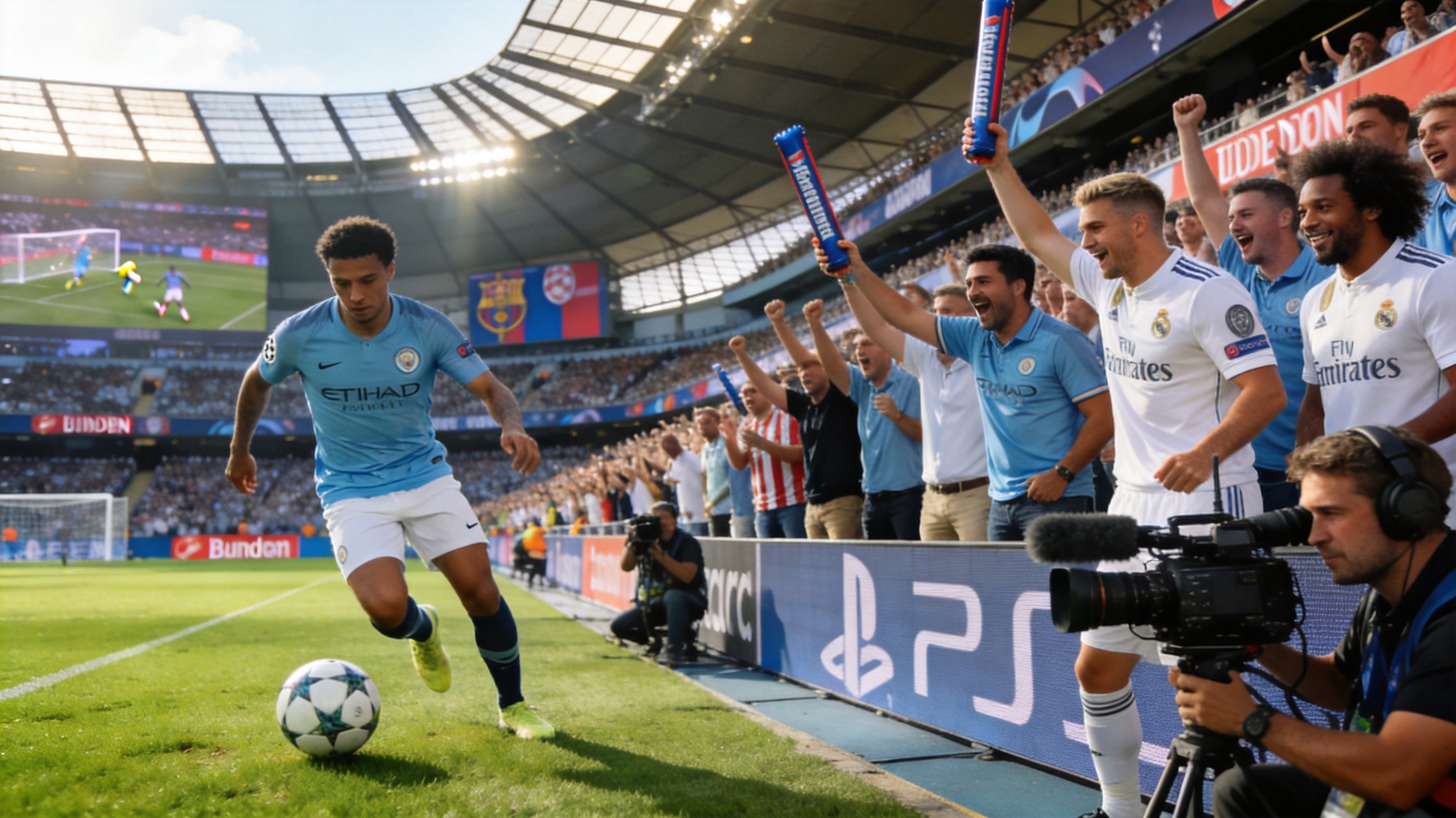 曼城对阵皇马实时比赛画面